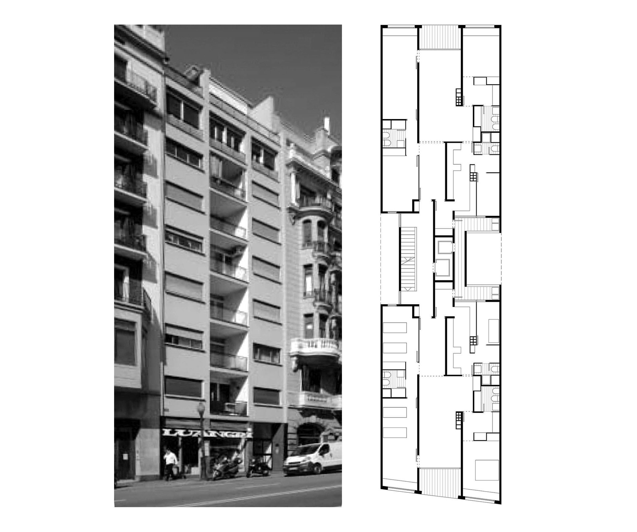 14 viviendas en la calle Balmes. Barcelona, 1959